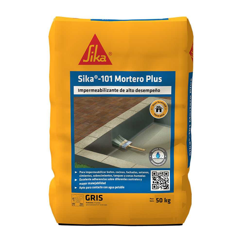 Sika-101 Mortero Plus gris recubrimiento impermeable para tanques y zonas humedas 50KG