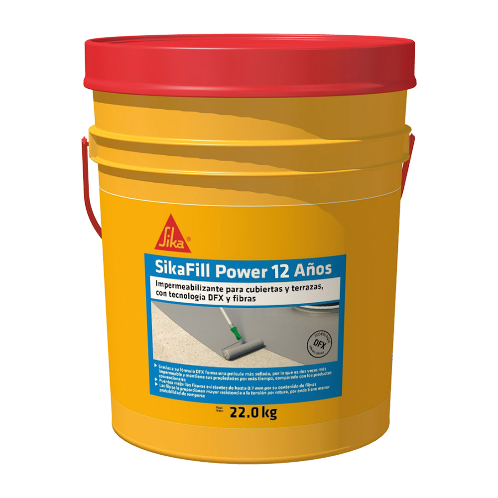 SikaFill Power 12 Años blanco impermeabilizante acrílico para cubiertas, techos y terrazas 22KG