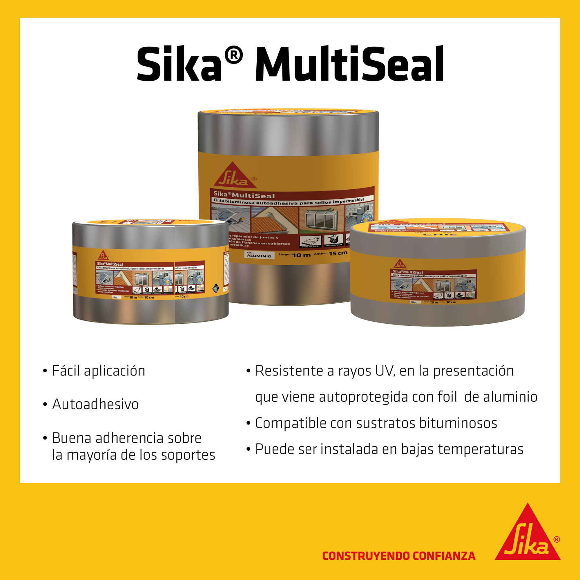 Sika MultiSeal Aluminio cinta impermeable autoadhesiva 10m/10CM - Image 3