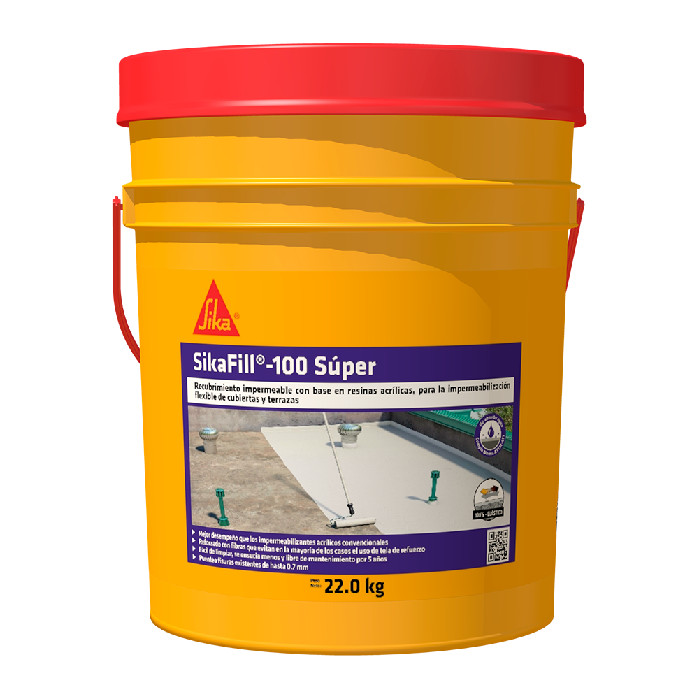 SikaFill 100 Super blanco impermeabilizante acrílico para cubiertas, techos y terrazas 22KG