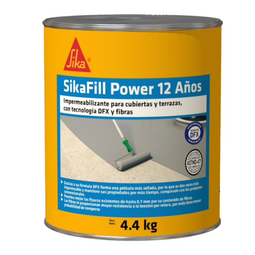 SikaFill Power 12 Años blanco impermeabilizante acrílico para cubiertas, techos y terrazas 4.4KG