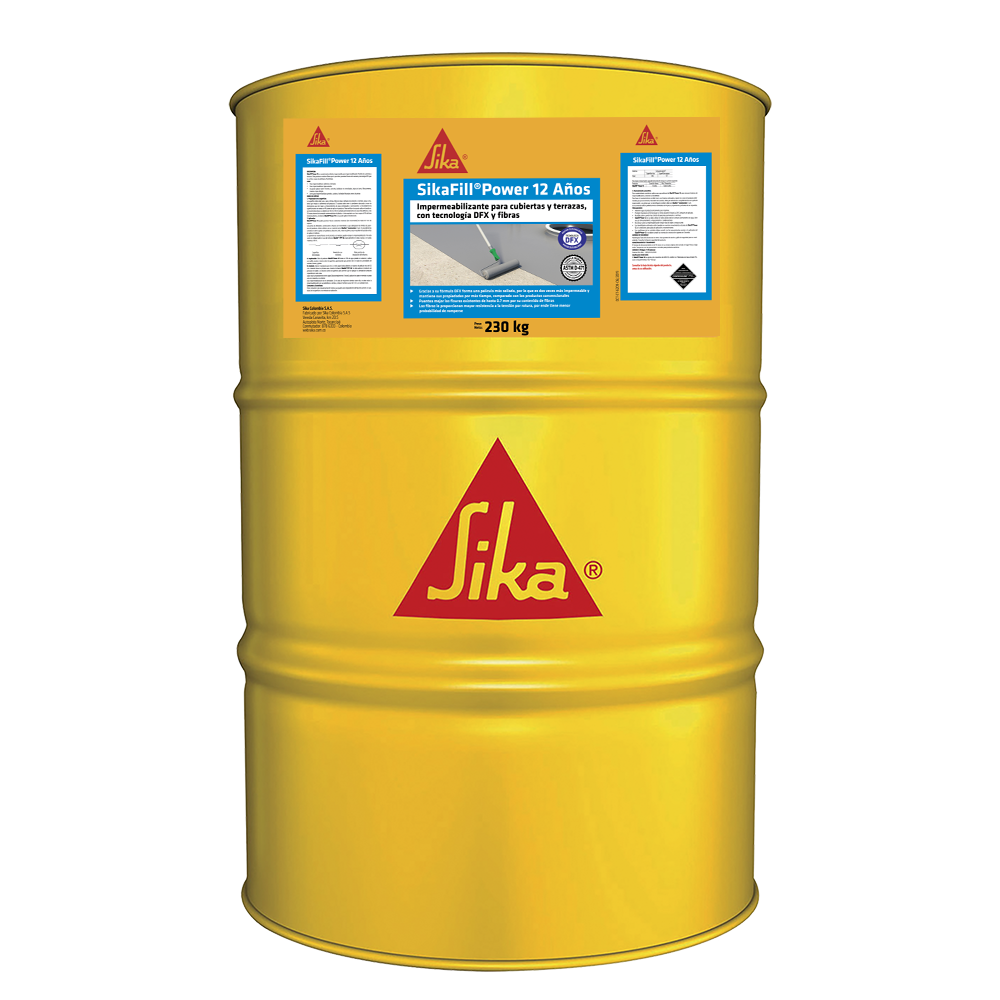 SikaFill Power 12 Años blanco impermeabilizante acrílico para cubiertas, techos y terrazas 230KG