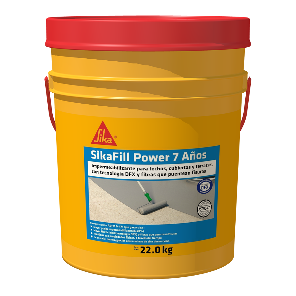 SikaFill Power 7 Años gris impermeabilizante acrílico para cubiertas, techos y terrzas 20KG