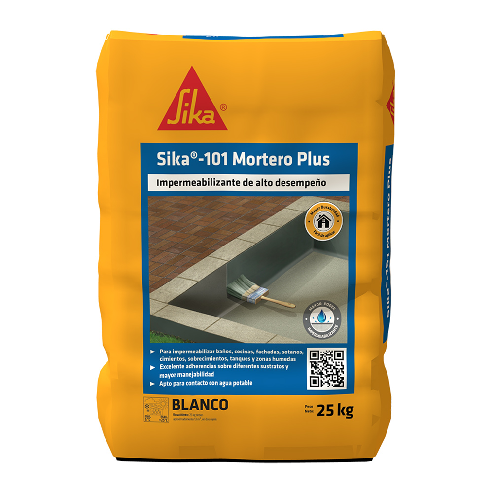 Sika-101 Mortero Plus blanco recubrimiento impermeable para tanques y zonas humedas 25KG