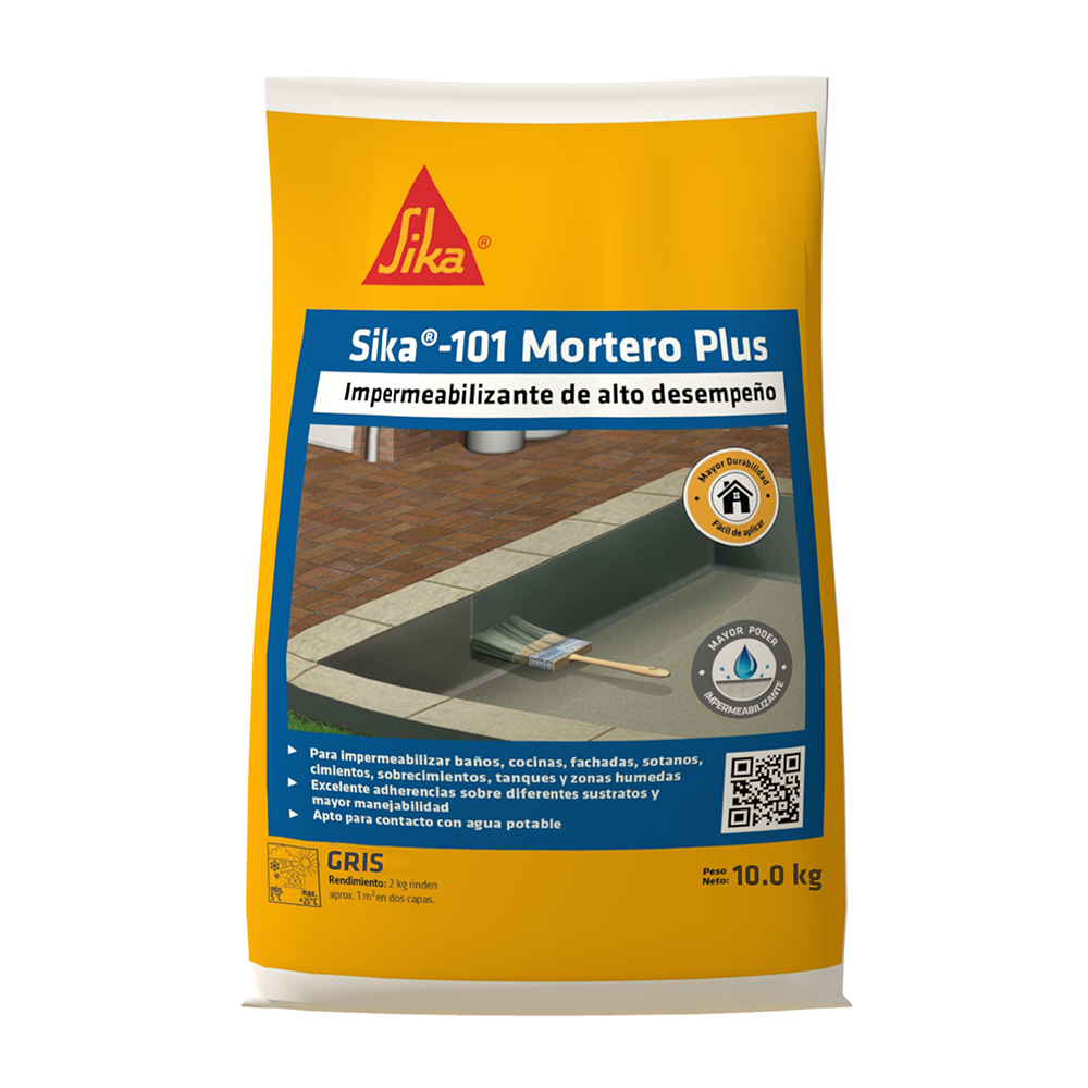 Sika-101 Mortero Plus gris recubrimiento impermeable para tanques y zonas humedas 10KG