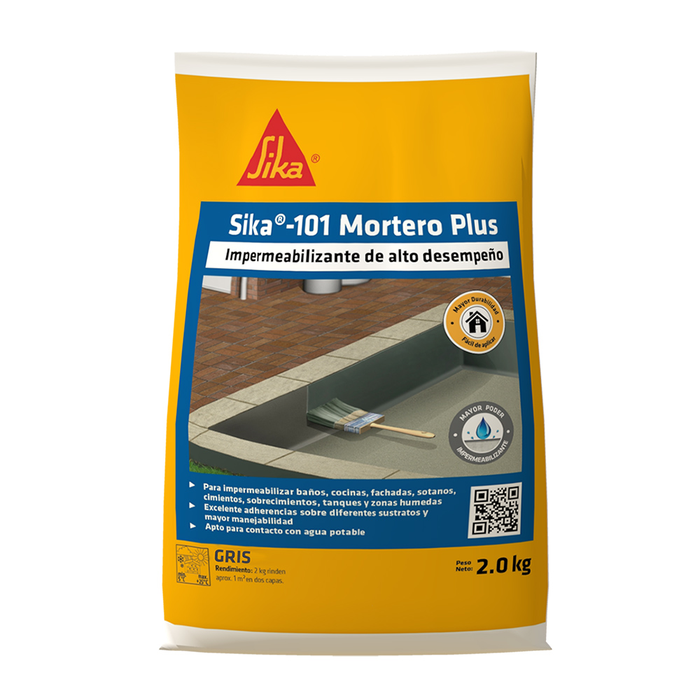 Sika-101 Mortero Plus gris recubrimiento impermeable para tanques y zonas humedas 2KG