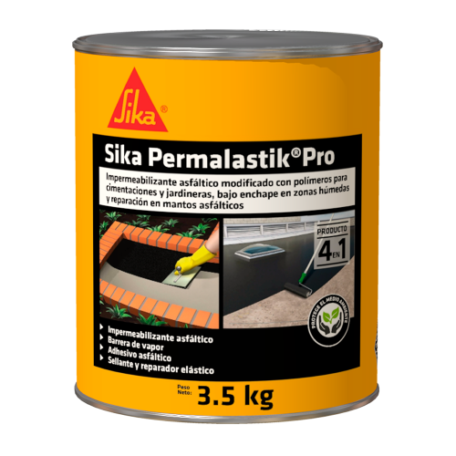 Sika Permalastik Pro impermeabilizante asfáltico para cimentaciones y jardineras 3.5KG