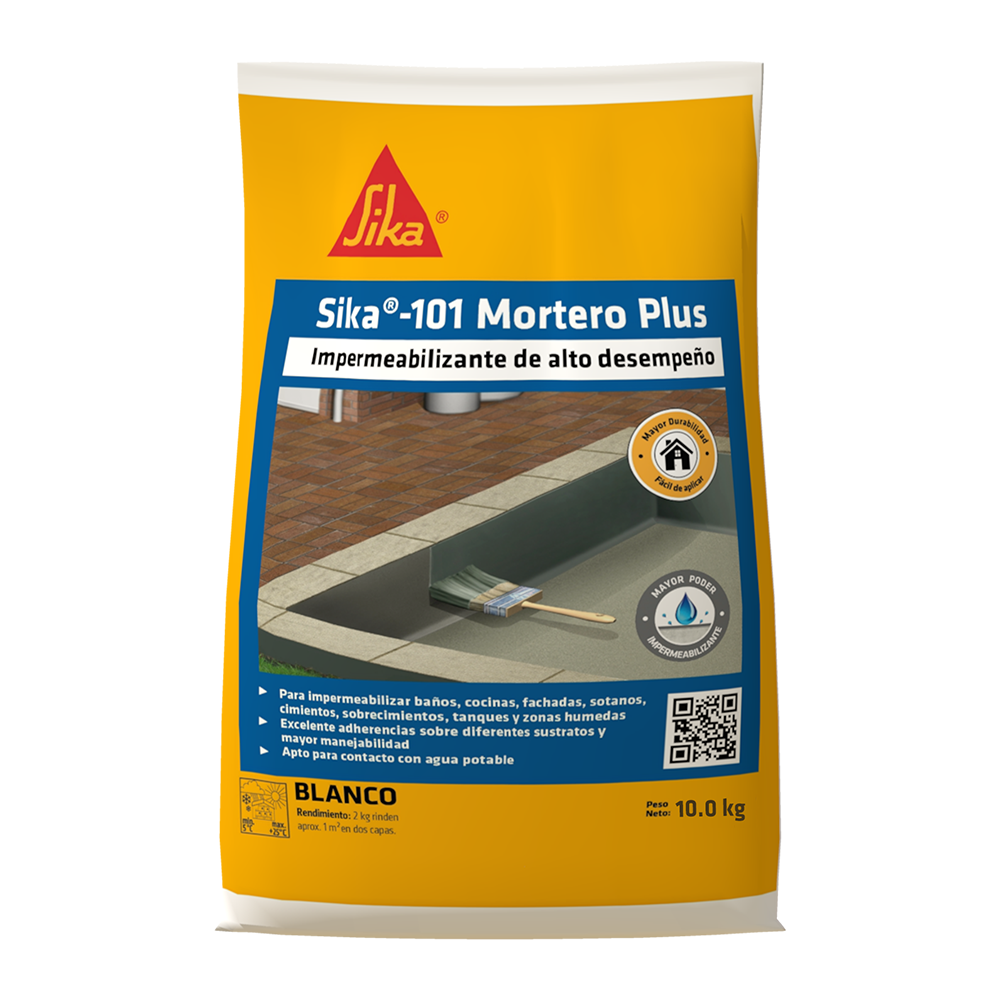 Sika-101 Mortero Plus blanco recubrimiento impermeable para tanques y zonas humedas 10KG