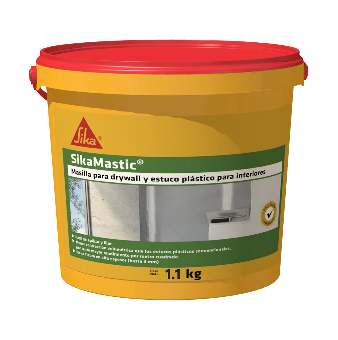 SikaMastic Interior masilla para drywall y estuco plástico para interiores 1.1KG