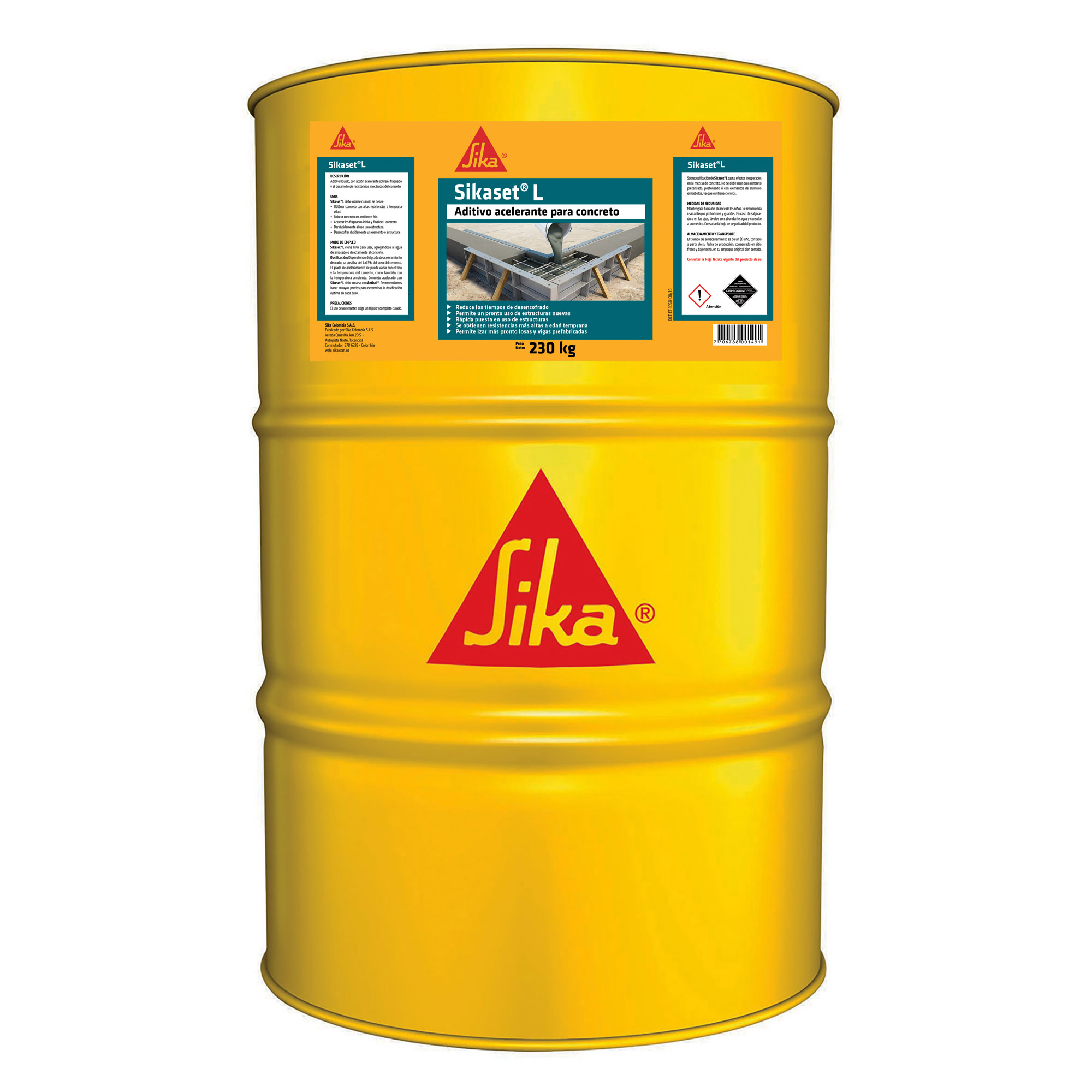 Sikaset L Universal aditivo líquido acelerante del fraguado de concretos y morteros 230KG