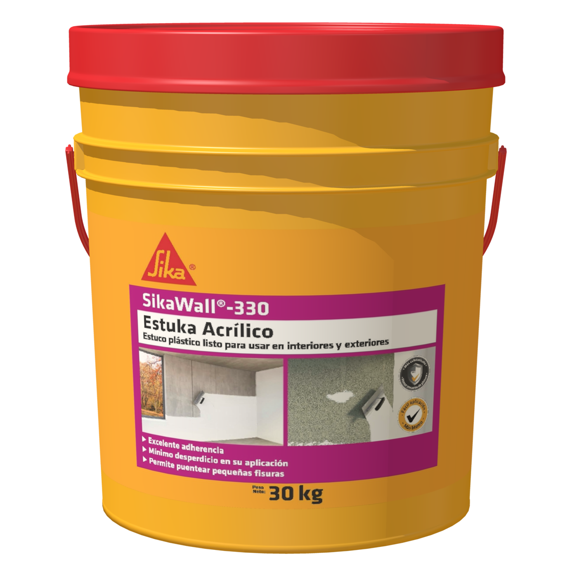 SikaWall 330 Estuka Acrílico estuco plástico listo para usar en interiores y exteriores 30KG