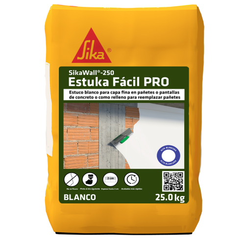 SikaWall-250 Estuka Facil PRO estuco listo para aplicar sobre muros y techos 25KG
